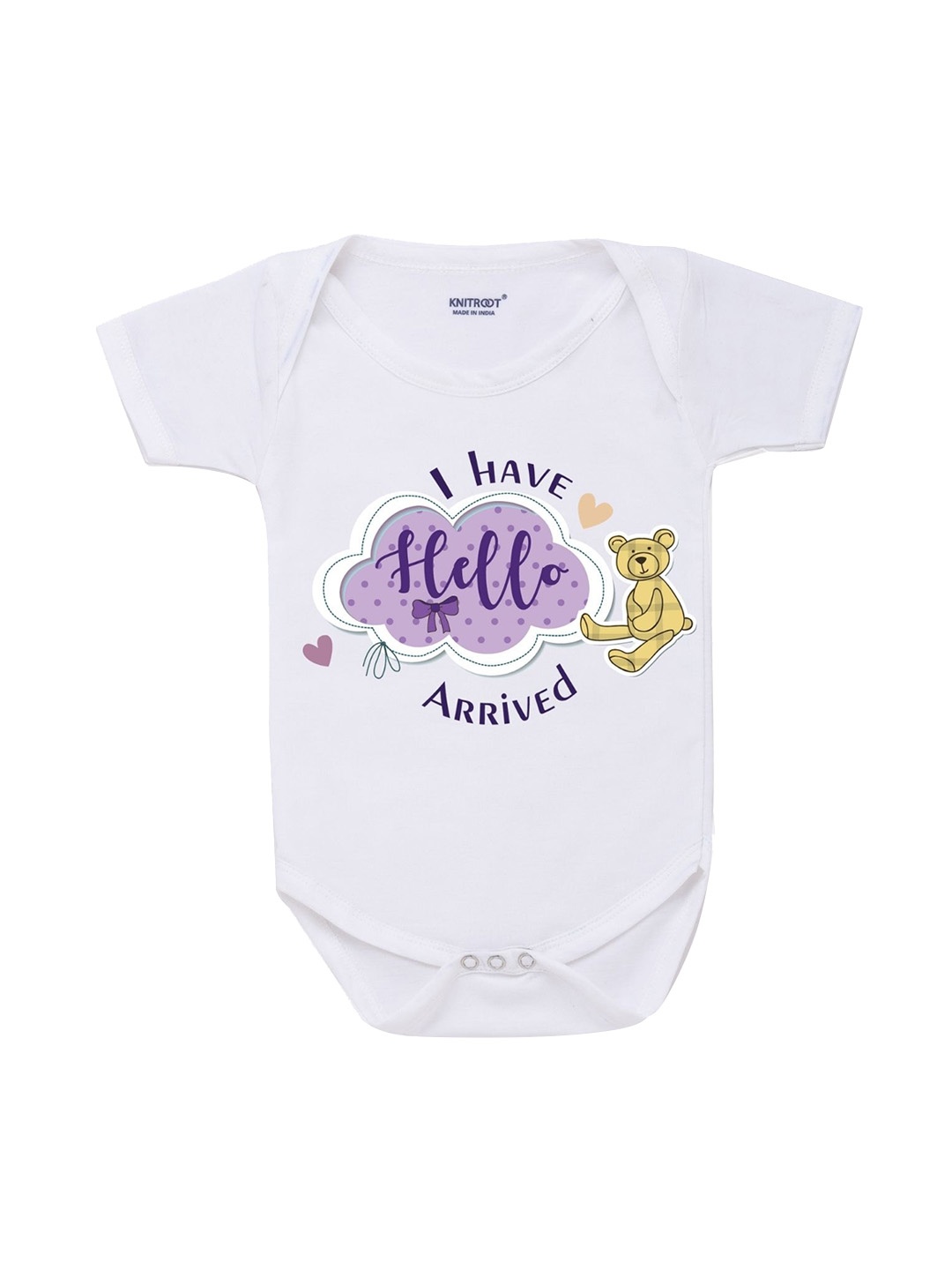 

KNITROOT Infant Kids White Printed Bodysuit
