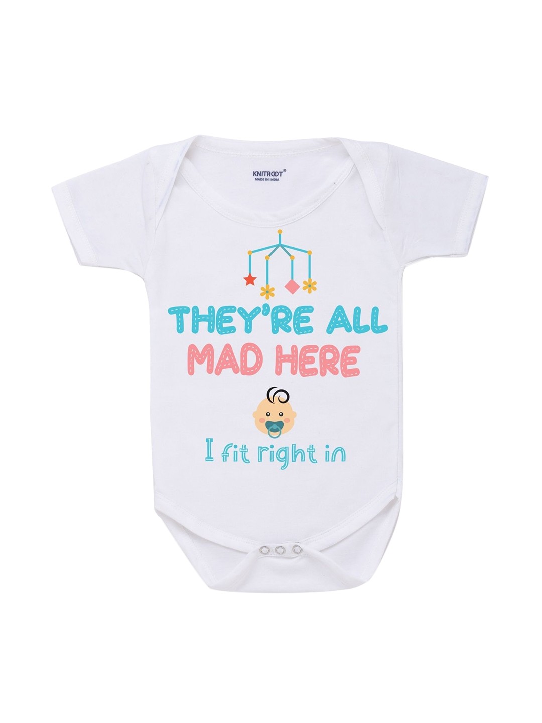 

KNITROOT Kids White Typography Printed Pure Cotton Bodysuits