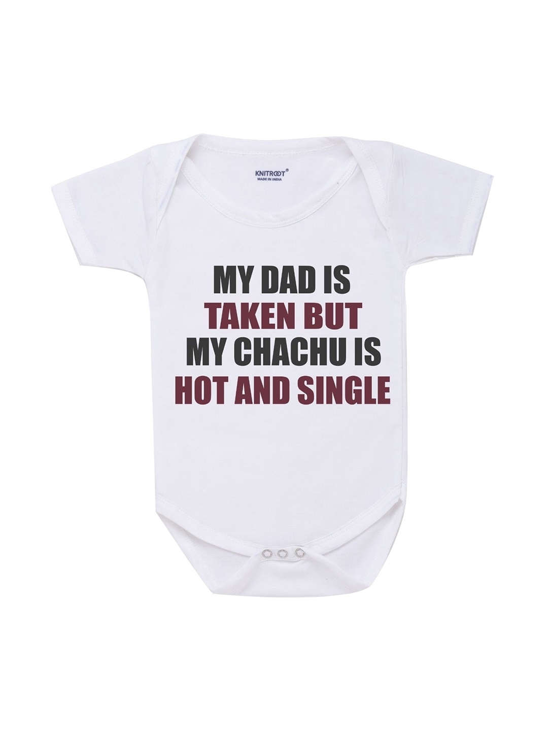 

KNITROOT Infant Kids White Typography Printed Cotton Bodysuit