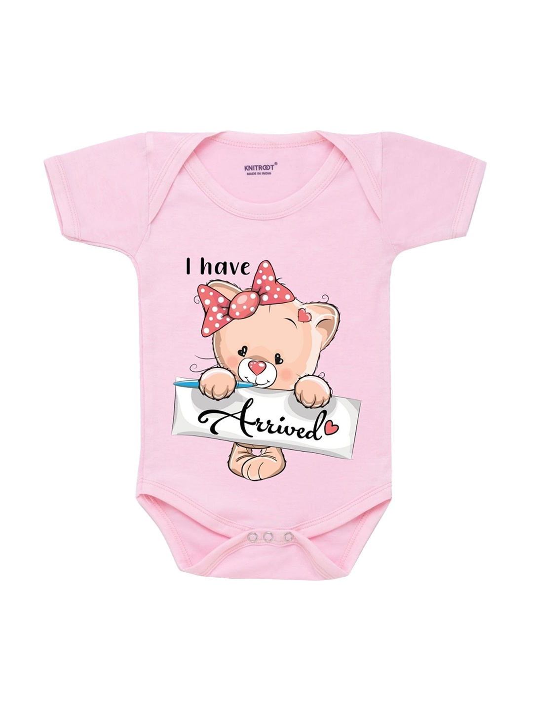

KNITROOT Kids Pink Printed Pure Cotton Bodysuits