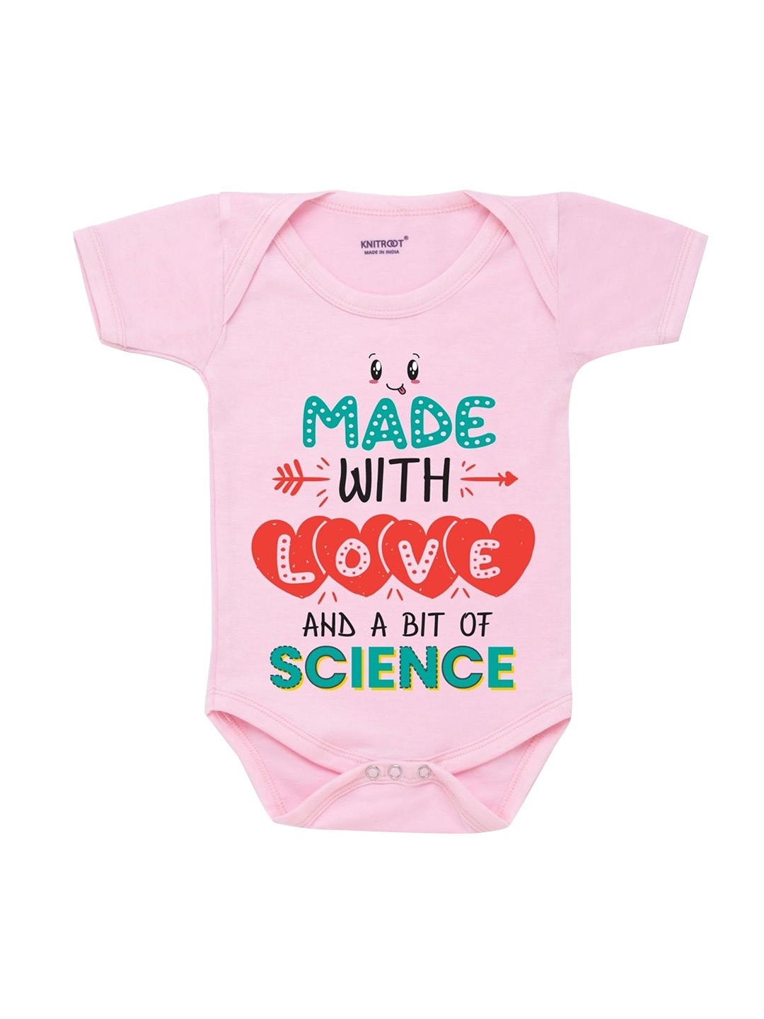 

KNITROOT Infant Kids Pink Printed Cotton Bodysuit