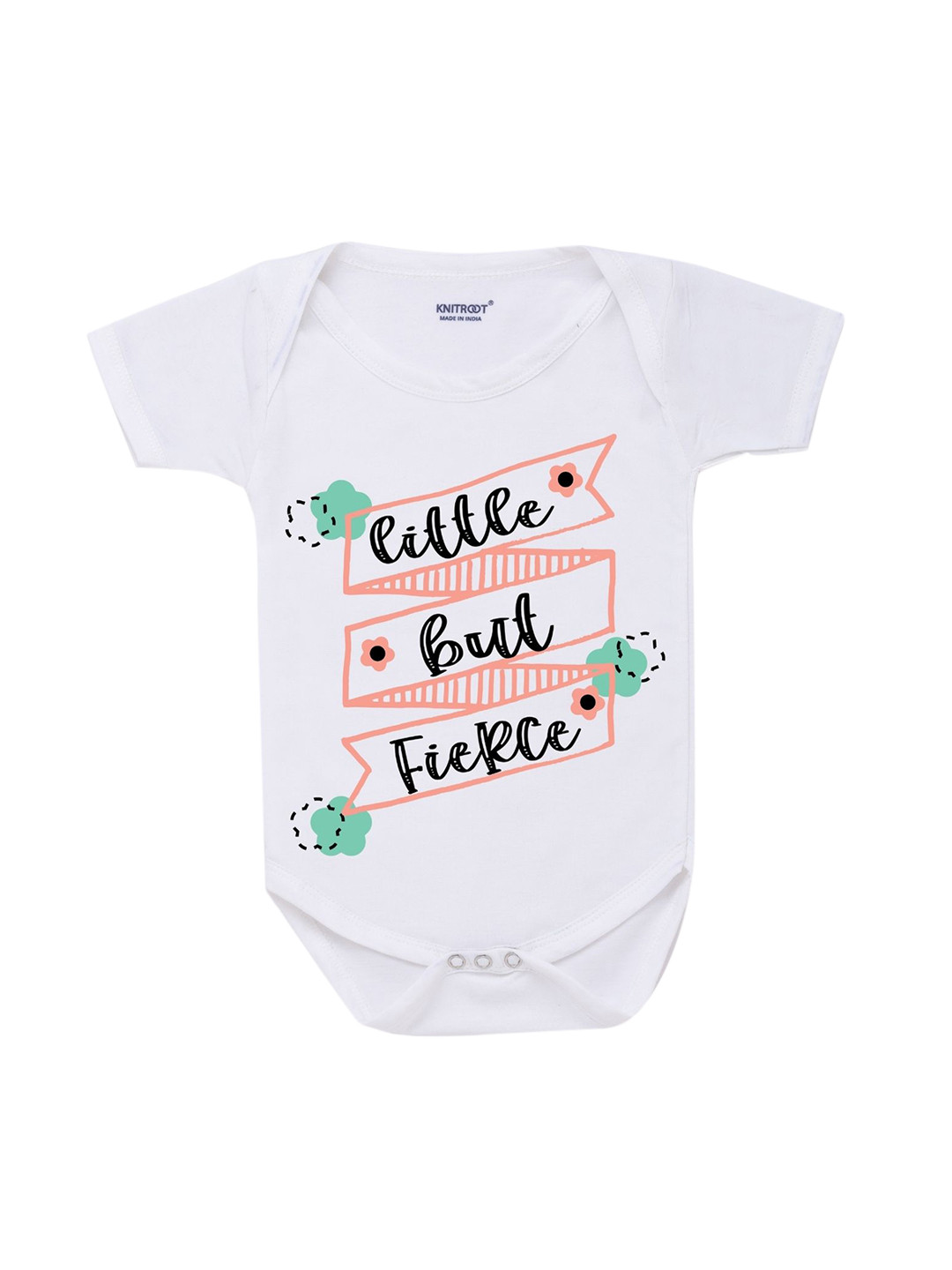 

KNITROOT Infants White Printed Cotton Bodysuit