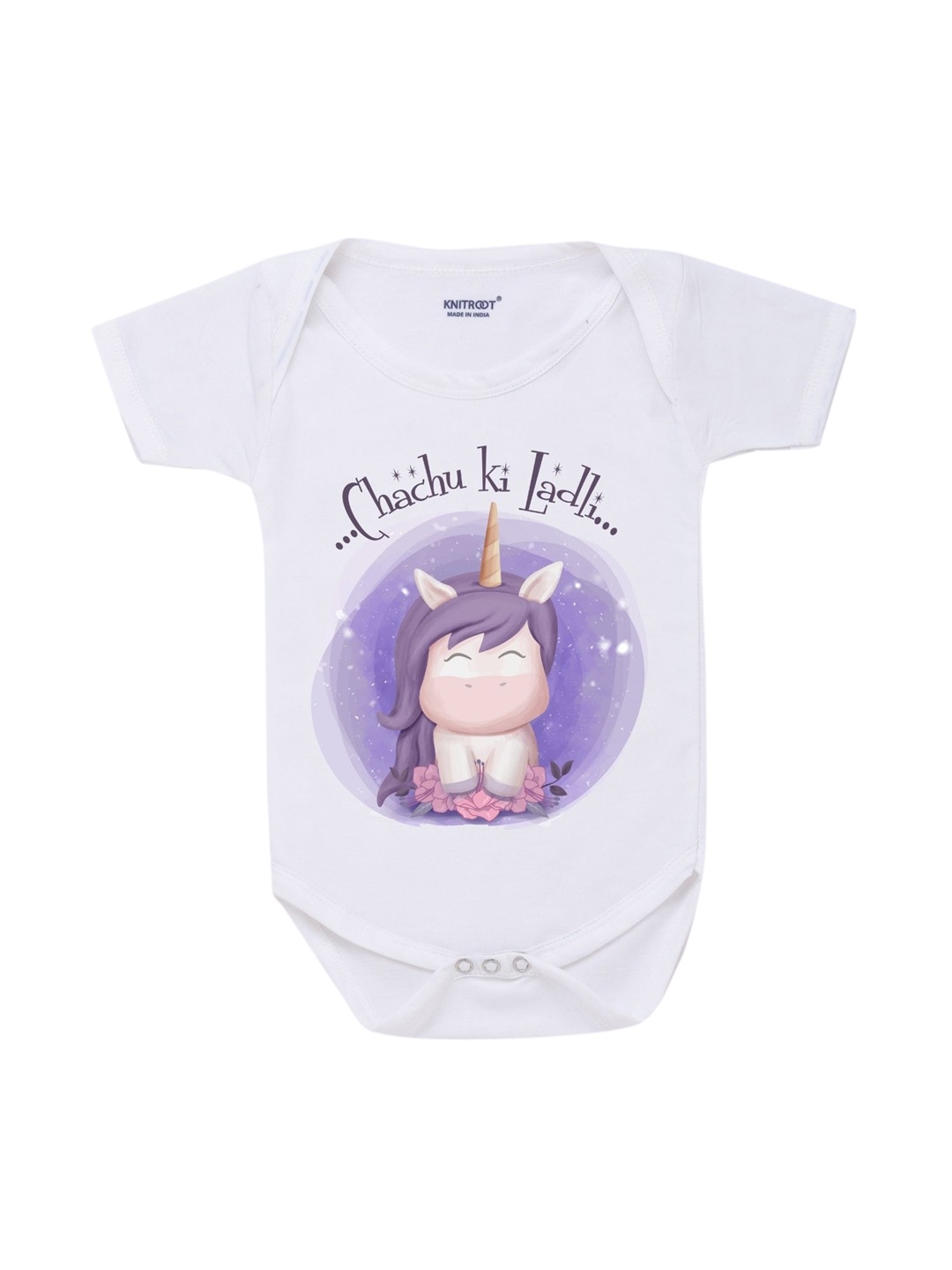 

KNITROOT Infant Kids White Graphic Printed Bodysuit