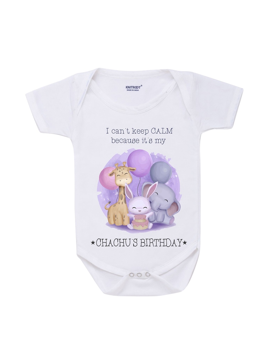 

KNITROOT Infants White Printed Cotton Bodysuit