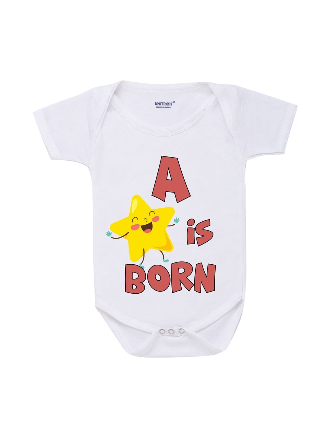 

KNITROOT Kids White Graphic Printed Pure Cotton Bodysuits