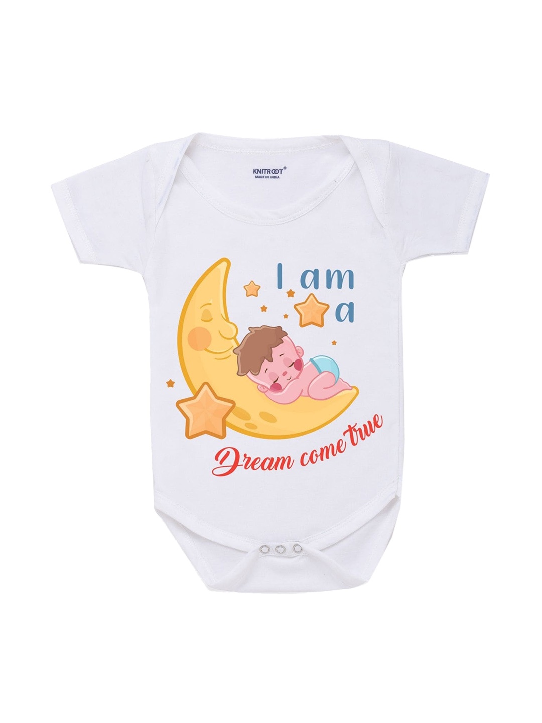 

KNITROOT Kids White Graphic Printed Pure Cotton Bodysuits