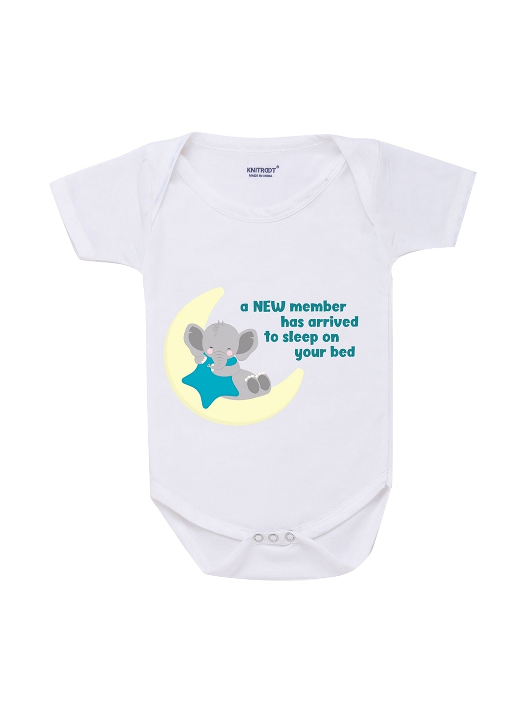

KNITROOT Infants White Printed Cotton Bodysuit