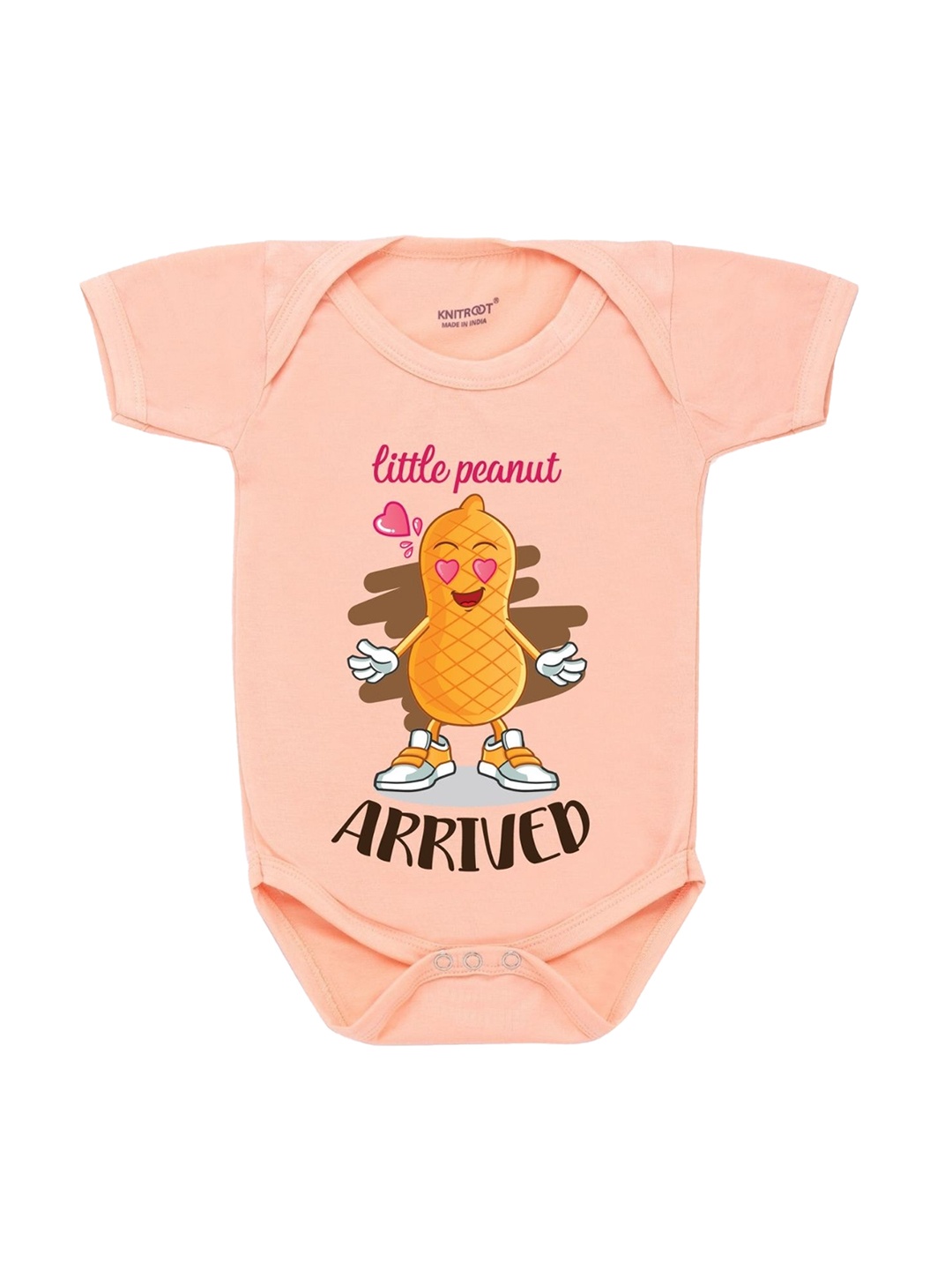 

KNITROOT Infant Kids Peach-Coloured Graphic Printed Bodysuit