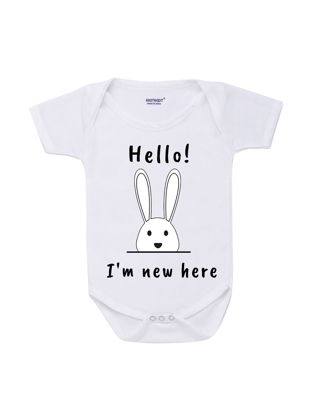 

KNITROOT Kids White Graphic Printed Pure Cotton Bodysuits
