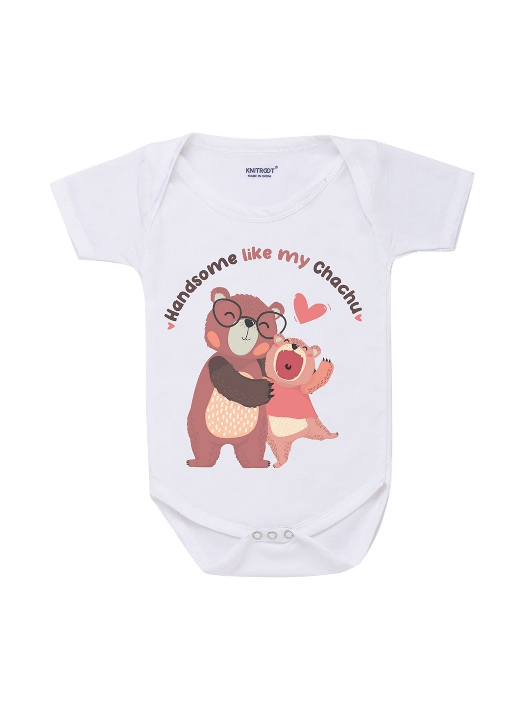 

KNITROOT Infant Kids White Printed Bodysuit