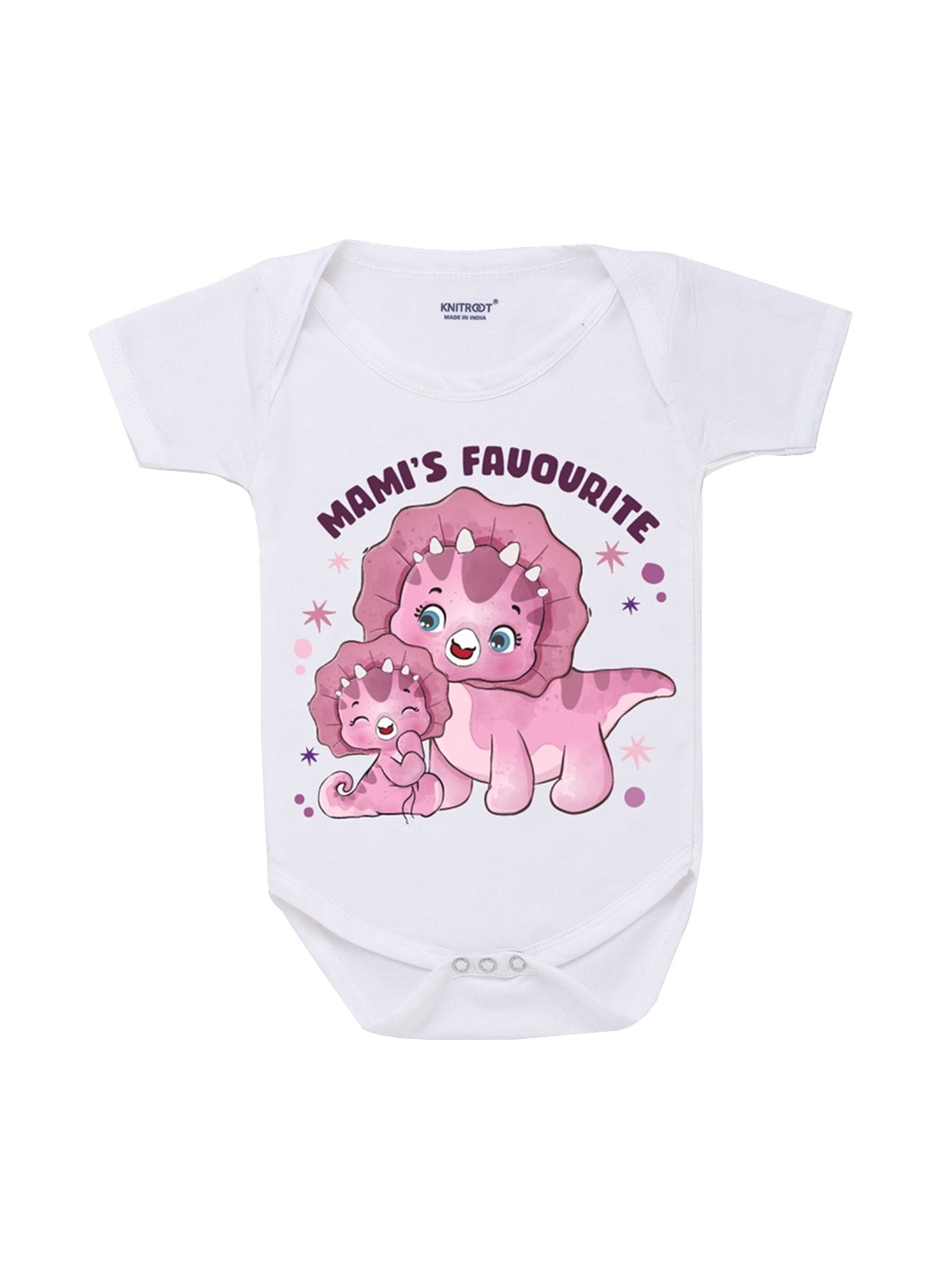 

KNITROOT Infants White Printed Cotton Bodysuit