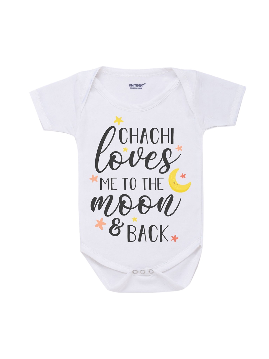 

KNITROOT Infant Kids White & Black Typography Printed Cotton Bodysuit