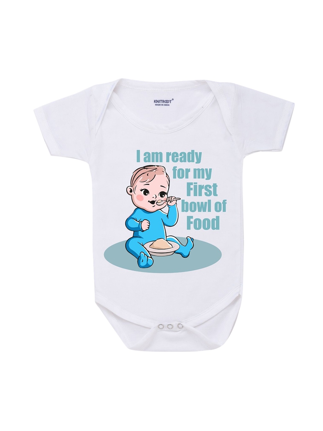 

KNITROOT Infant Kids Pack Of 2 White Printed Cotton Bodysuit