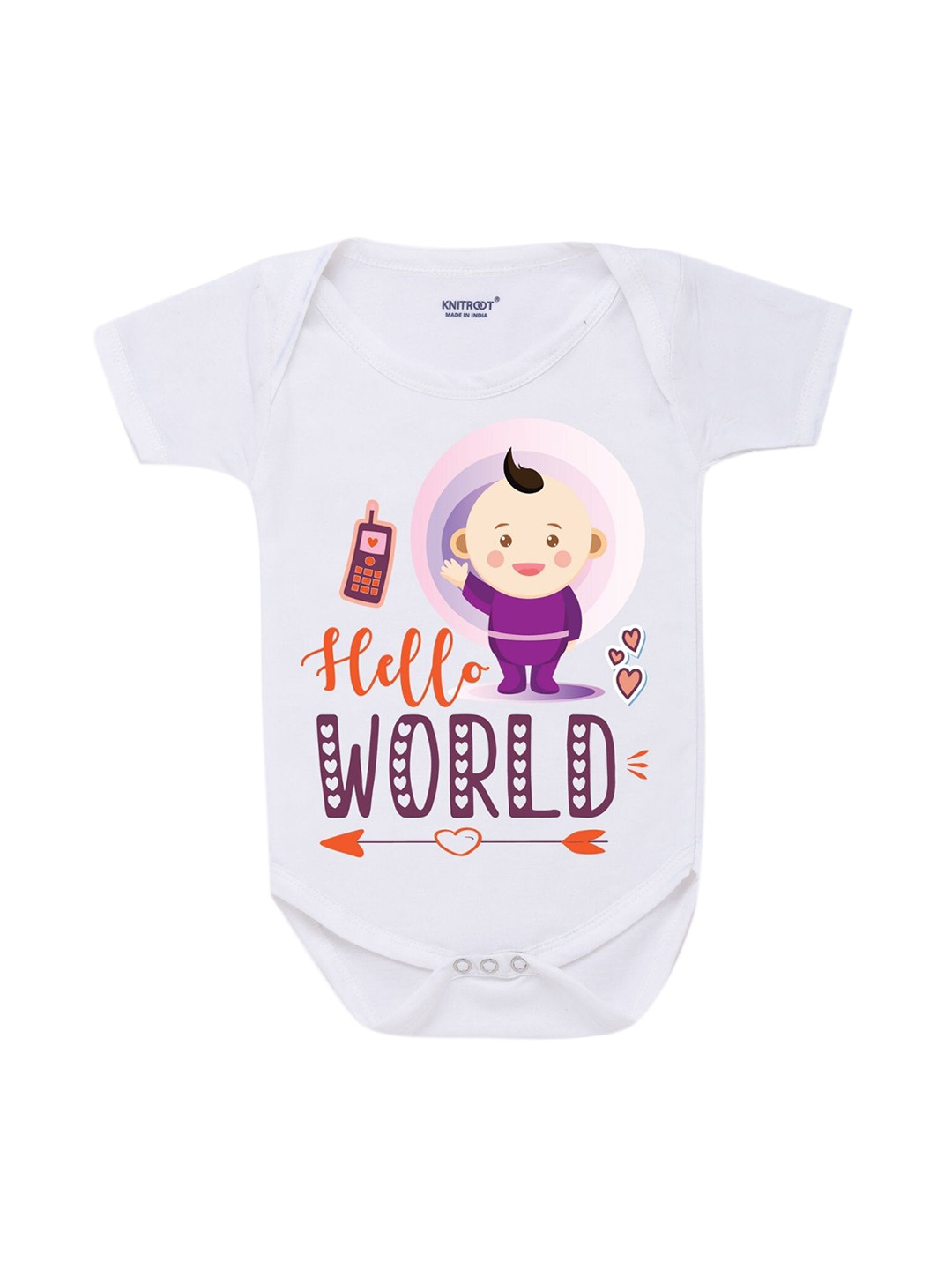 

KNITROOT Kids White Graphic Printed Pure Cotton Bodysuits