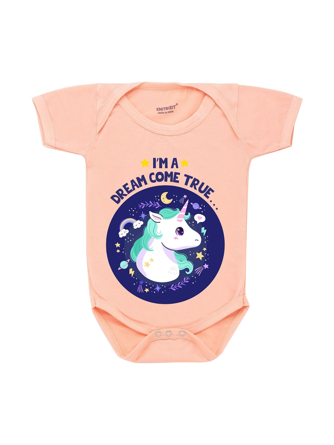 

KNITROOT Infants Peach Printed Cotton Bodysuit