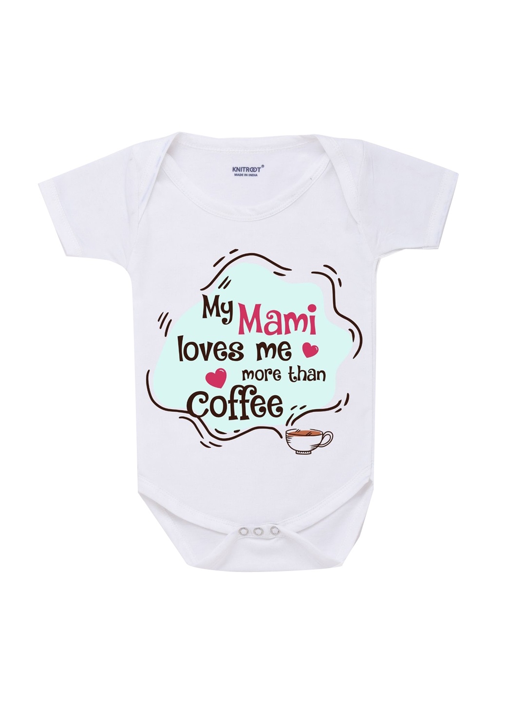 

KNITROOT Infant Kids White Typography Printed Cotton Bodysuit