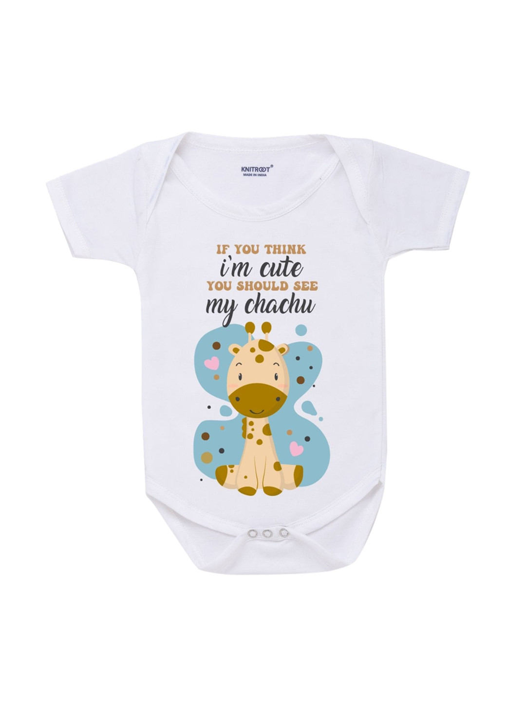 

KNITROOT Infant Kids White Printed Cotton Bodysuit