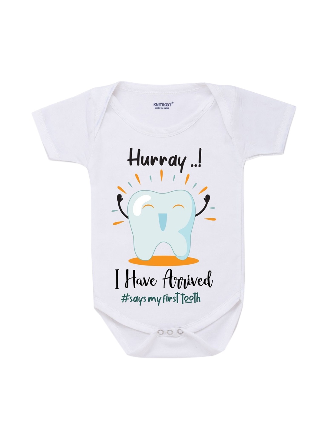 

KNITROOT Infant Kids White Printed Bodysuit