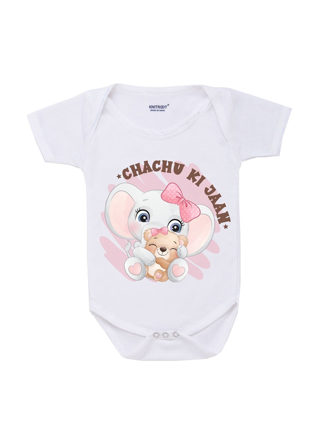 

KNITROOT Infant Kids White Graphic Printed Cotton Bodysuit