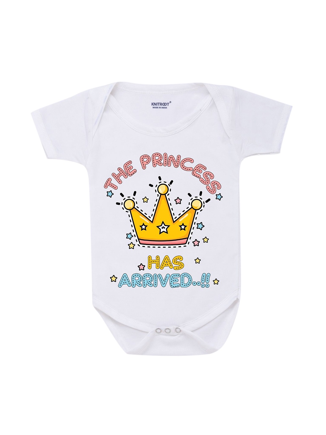 

KNITROOT Unisex Kids White Graphic Printed Bodysuit