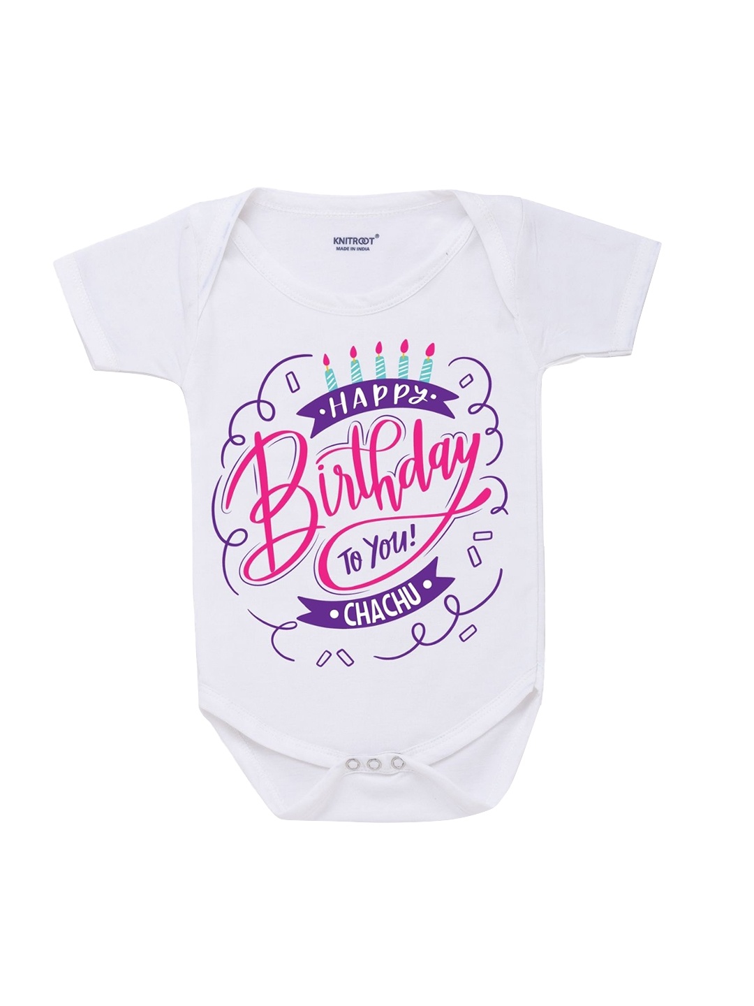 

KNITROOT Unisex Kids White & Pink Printed Pure Cotton Bodysuits