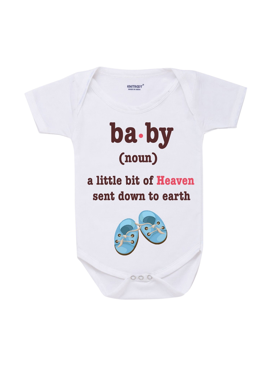 

KNITROOT Kids White & Brown Printed Pure Cotton Bodysuits