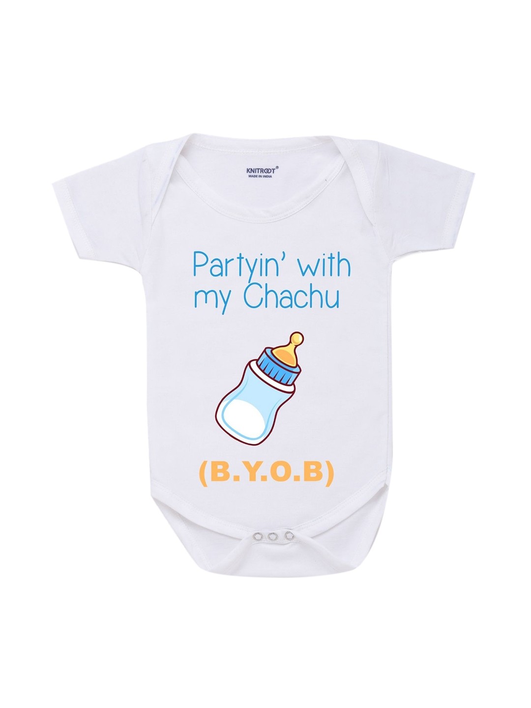 

KNITROOT Infant White & Blue Printed Pure Cotton Bodysuits