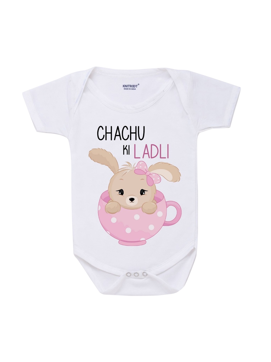 

KNITROOT Infant White & Pink Printed Pure Cotton Bodysuits