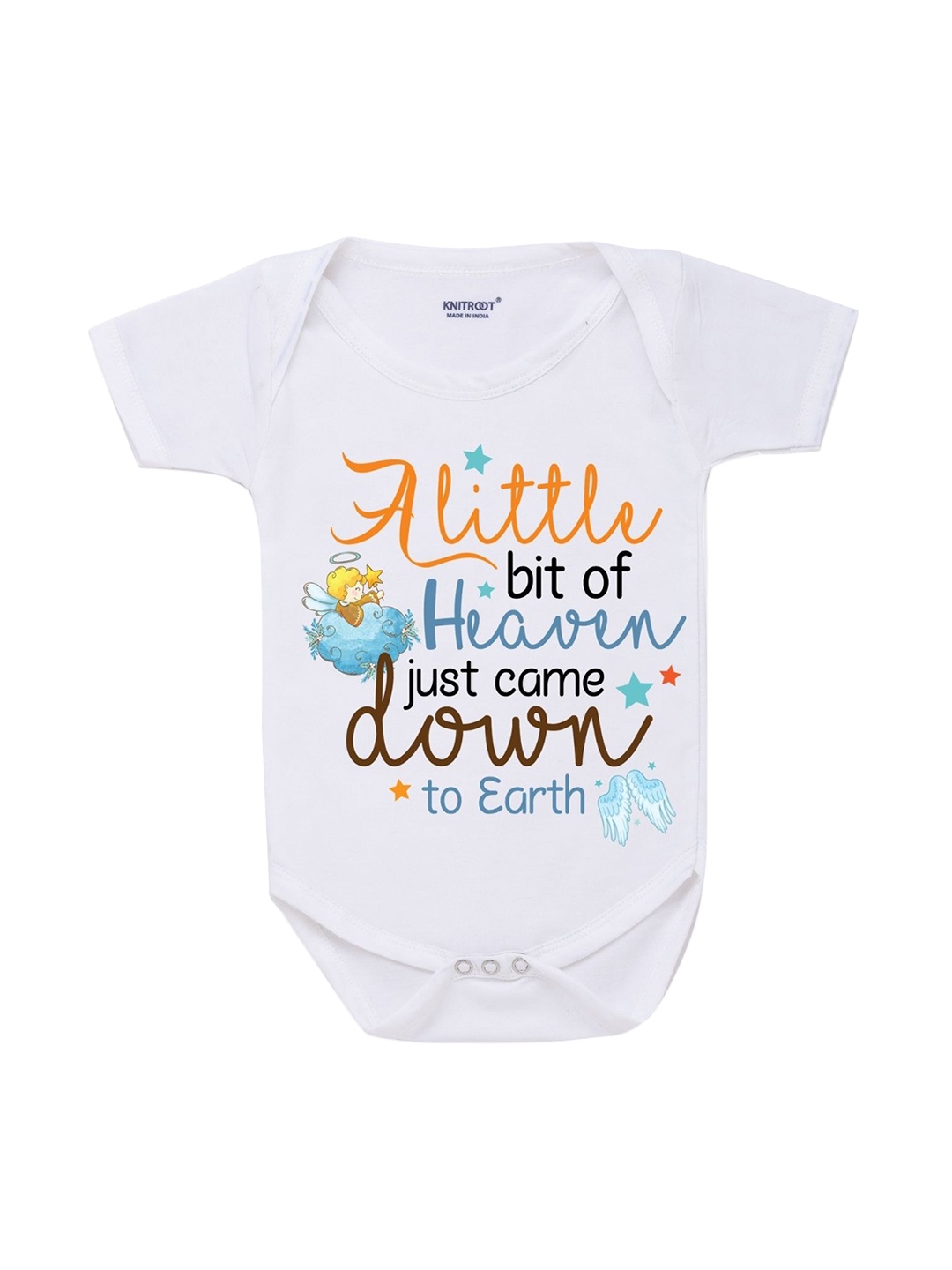 

KNITROOT Unisex Kids White Printed Pure Cotton Bodysuits