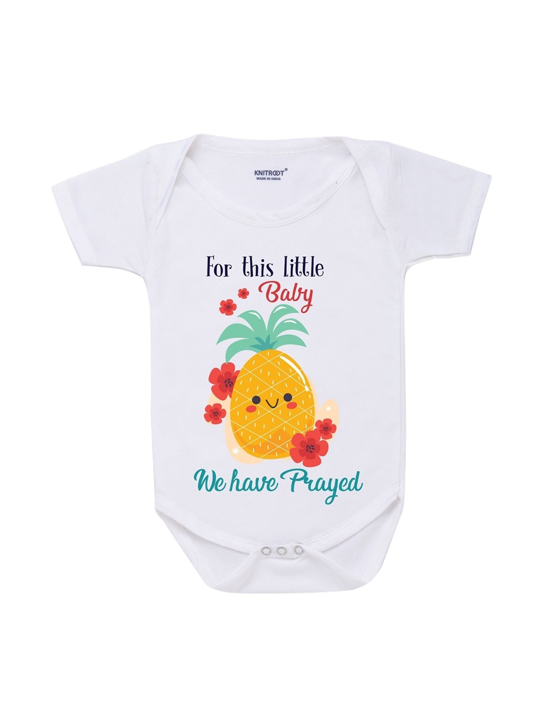 

KNITROOT Infant White & Yellow Printed Pure Cotton Bodysuits