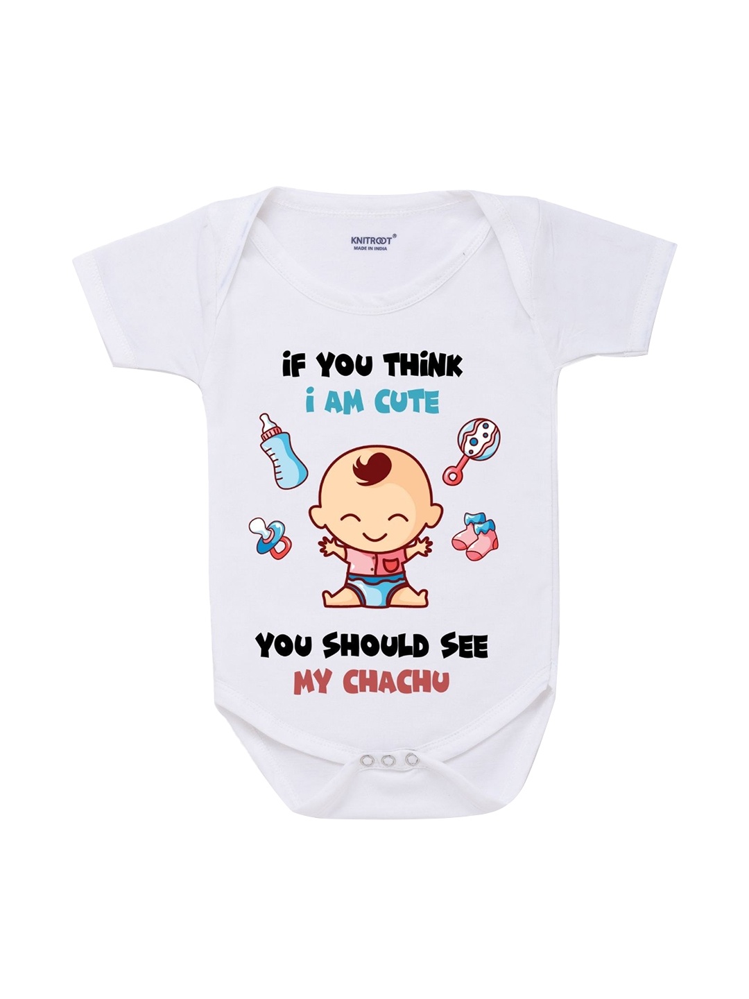 

KNITROOT Infants White Printed Pure Cotton Bodysuits