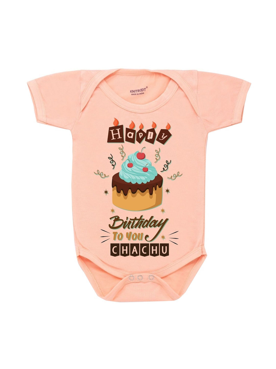 

KNITROOT Kids Peach Printed Pure Cotton Bodysuits