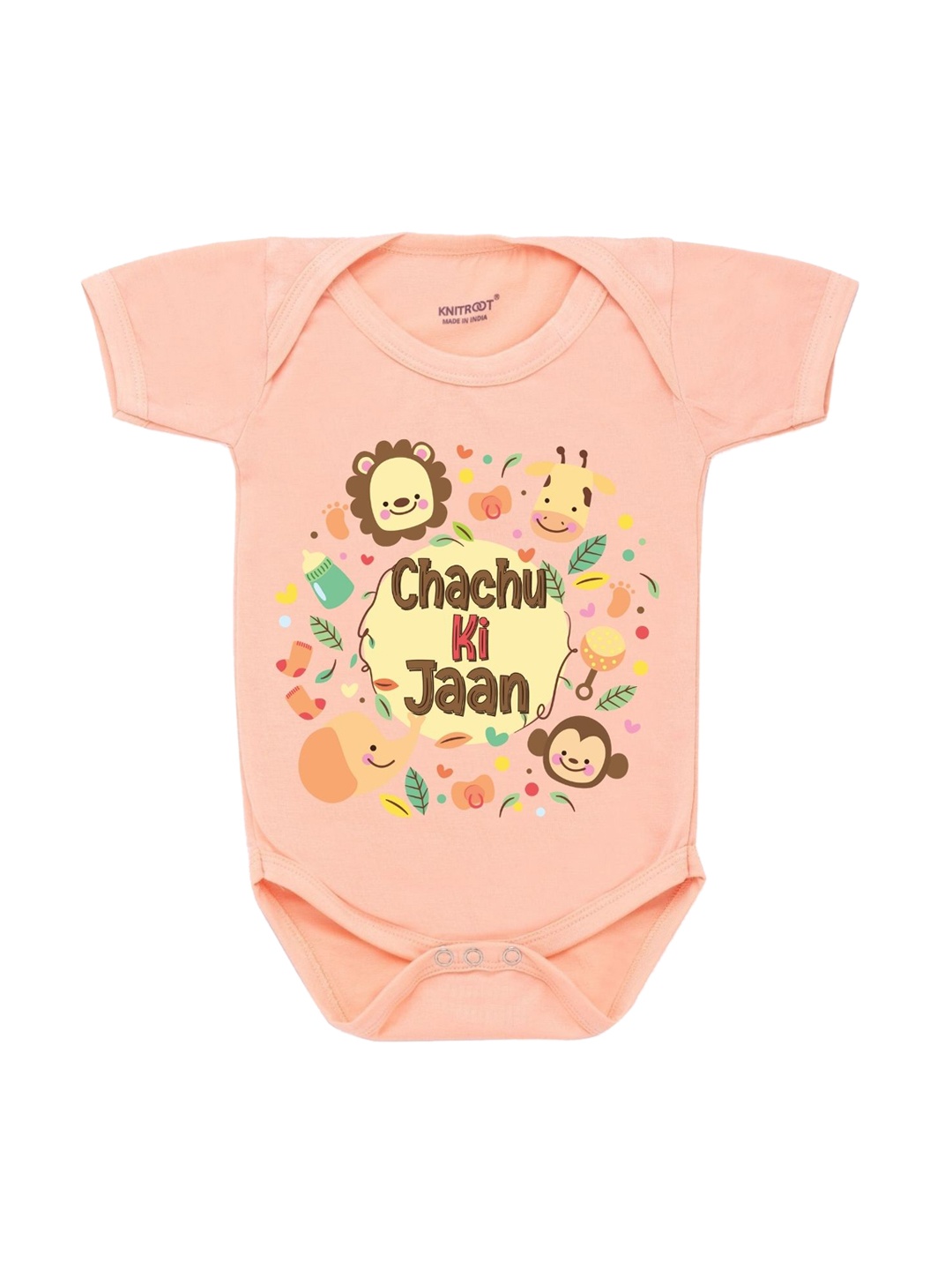

KNITROOT Kids Peach Printed Pure Cotton Bodysuits