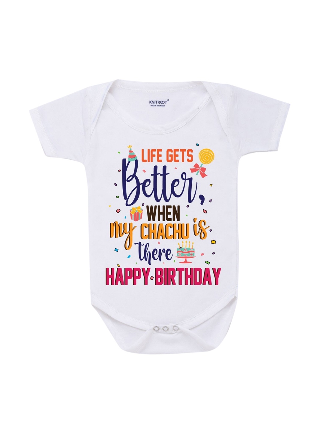

KNITROOT Infant White Printed Pure Cotton Bodysuits
