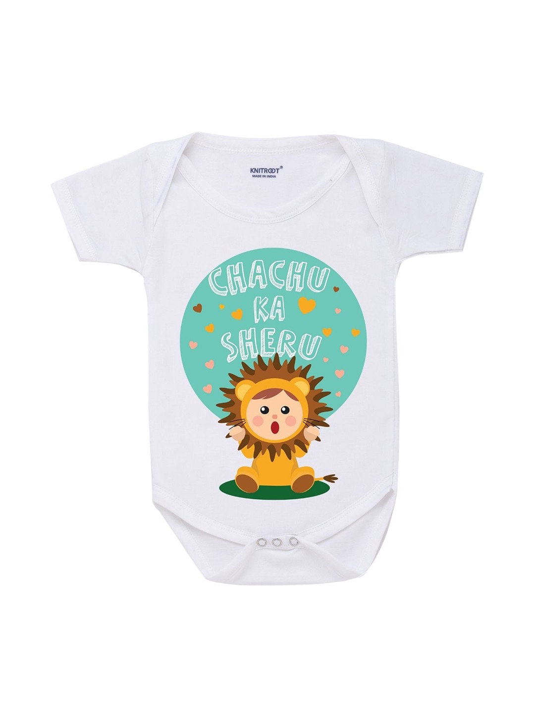 

KNITROOT Infant White & Green Printed Pure Cotton Bodysuits 100% Cotton