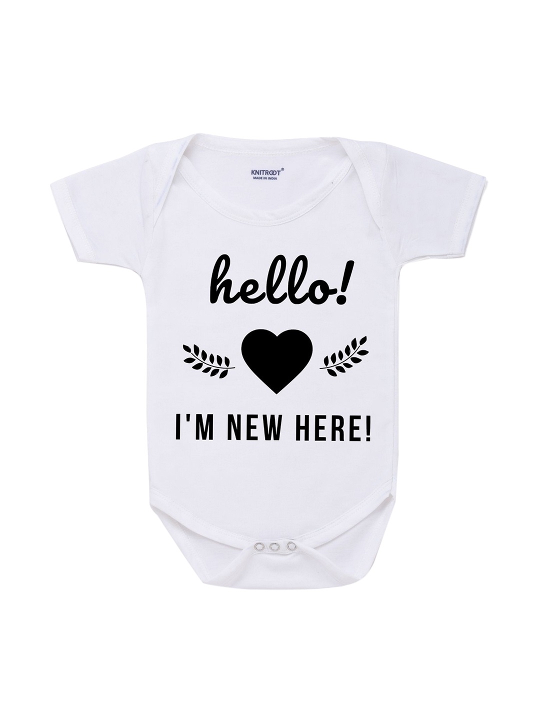 

KNITROOT Infants White & Black Printed Pure Cotton Bodysuits