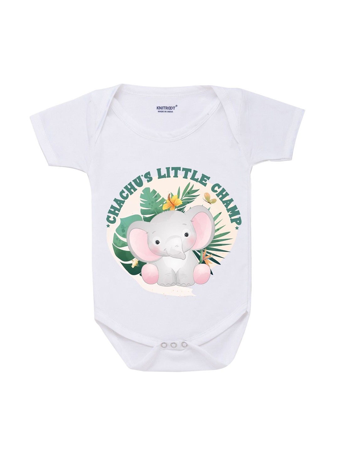 

KNITROOT Infant White & Green Printed Pure Cotton Bodysuits