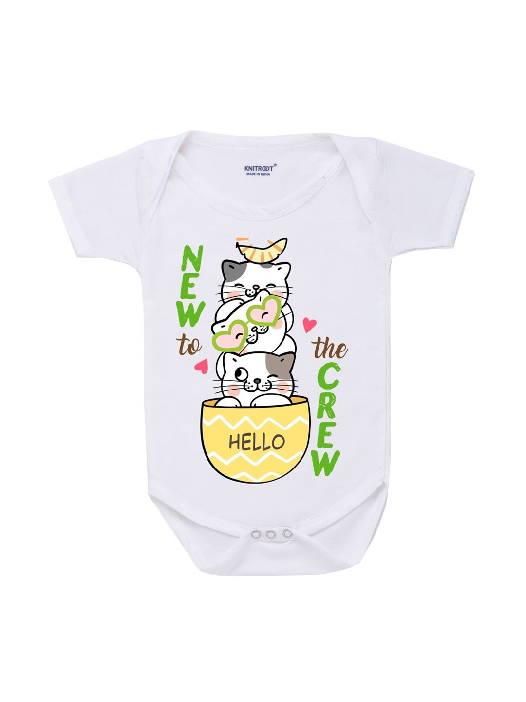 

KNITROOT Infant White & Yellow Printed Pure Cotton Bodysuits 100% Cotton