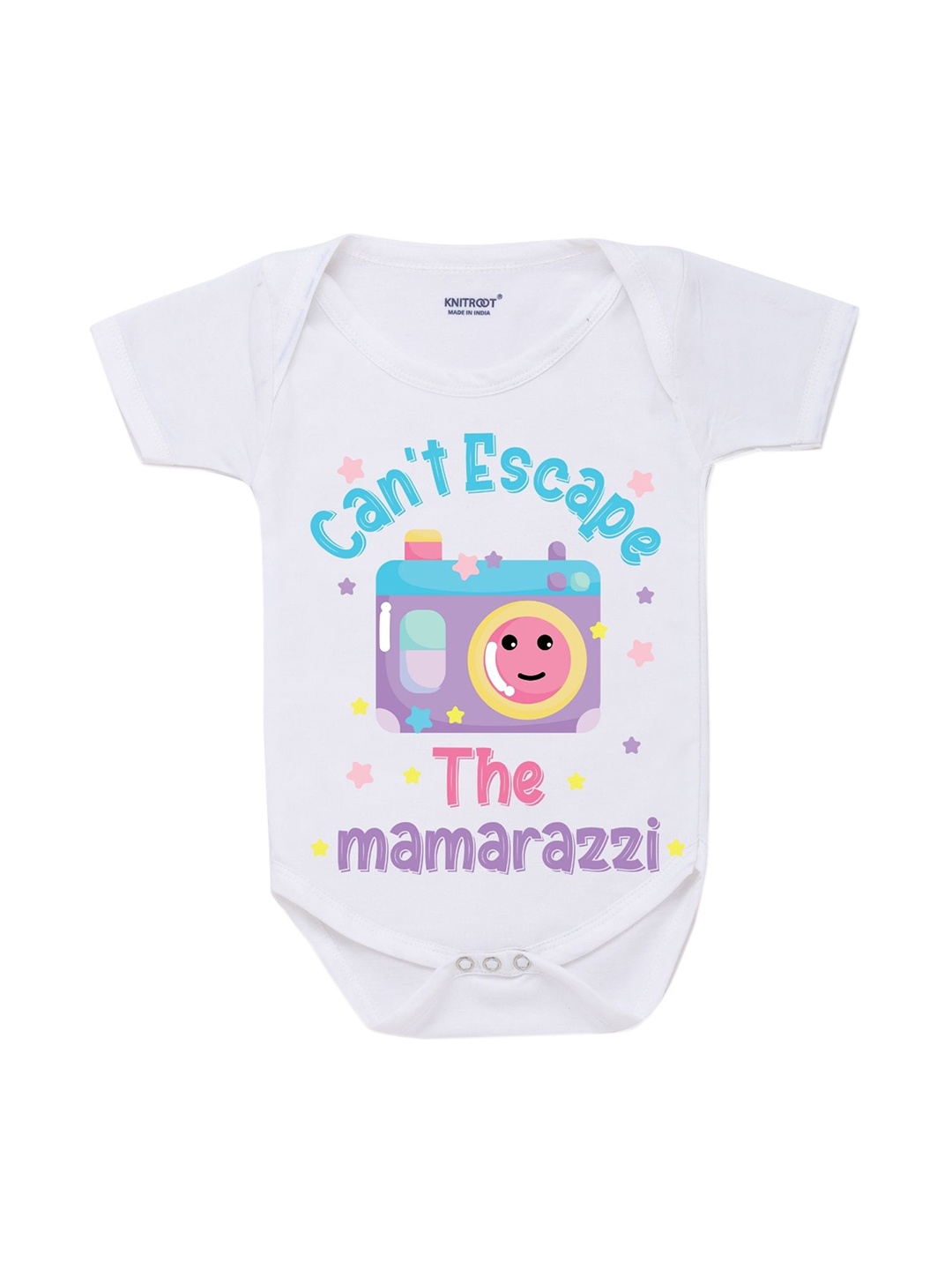 

KNITROOT Infant White & Purple Printed Pure Cotton Bodysuits