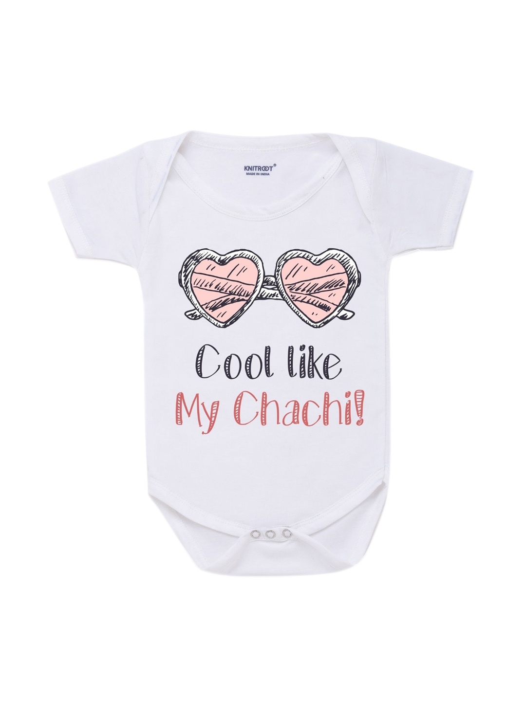 

KNITROOT Infant White & Black Printed Cotton Bodysuit