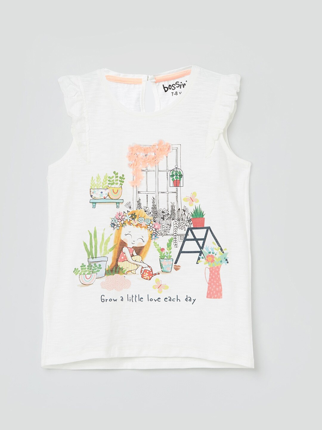 

Bossini White Print Ruffles Top