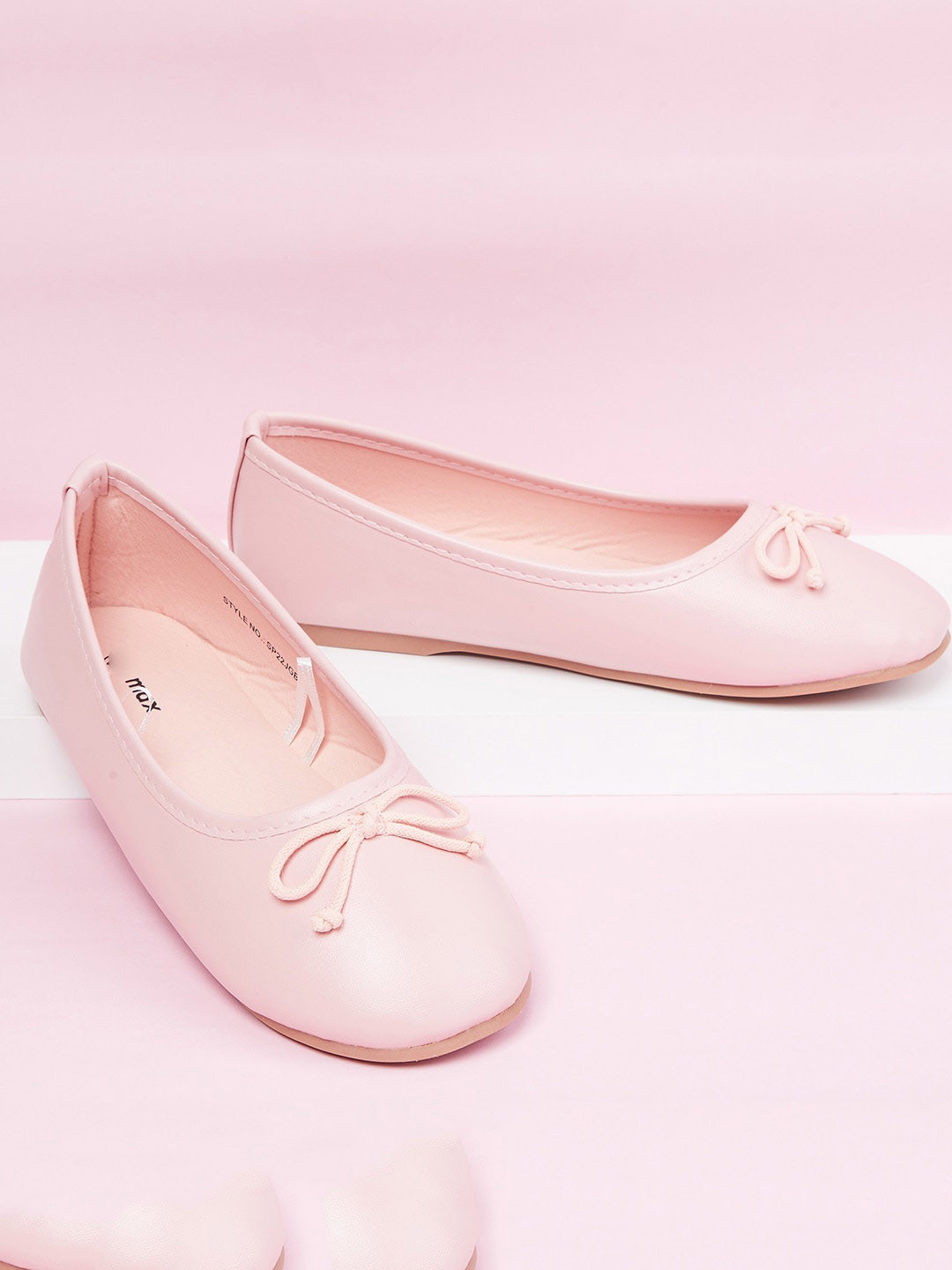 

max Girls Pink PU Slip-On Ballerinas