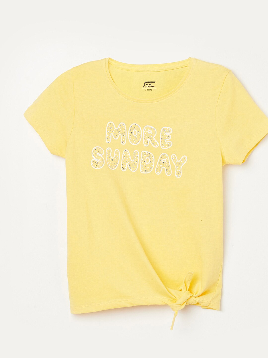 

Fame Forever by Lifestyle Girls Yellow Waist Tie-Ups Top