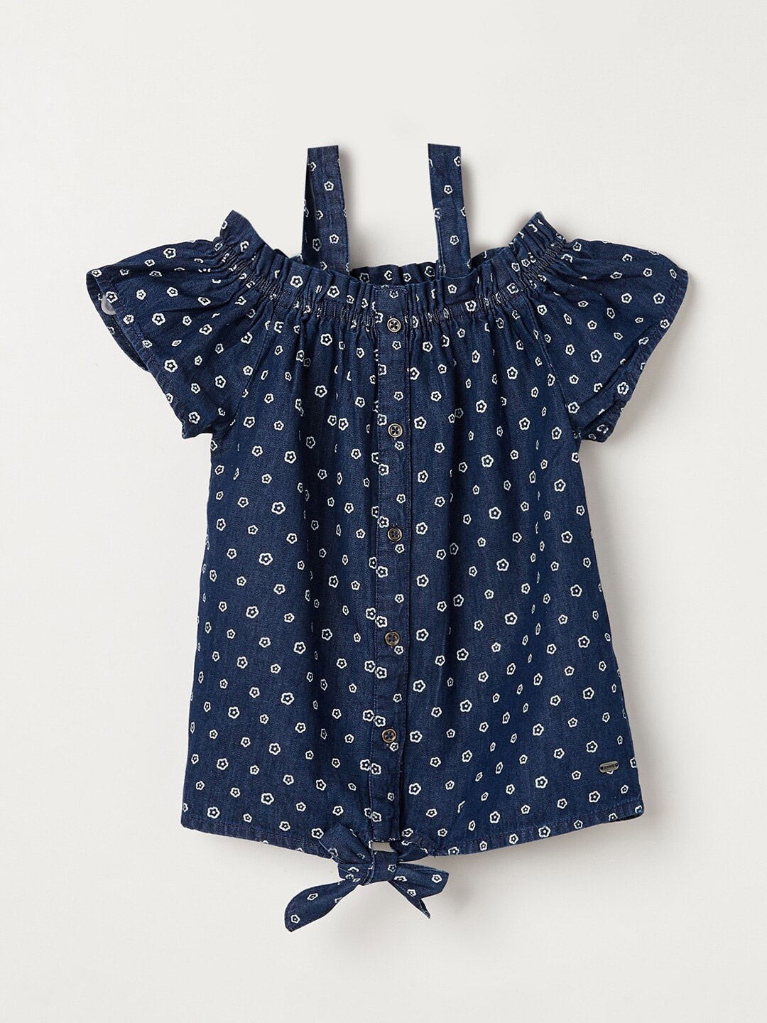 

Fame Forever by Lifestyle Girls Blue Floral Print Pure Cotton Bardot Top