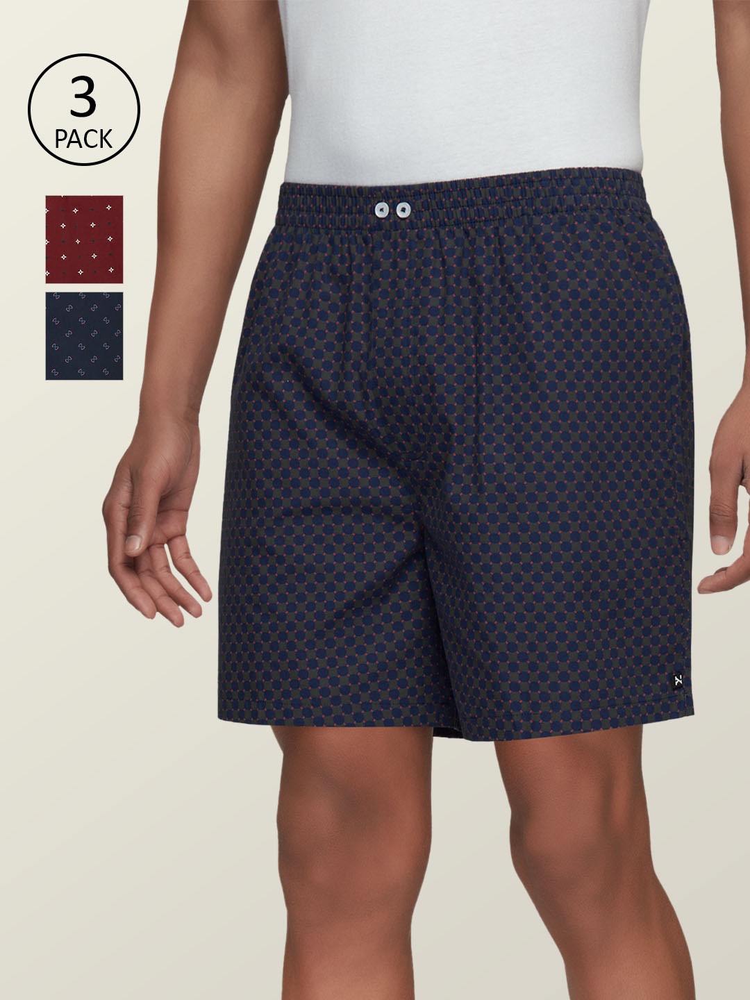 XYXX Men Pack Of 3 Super Combed Cotton Astor Comfort Fit Boxers, Navy blue
