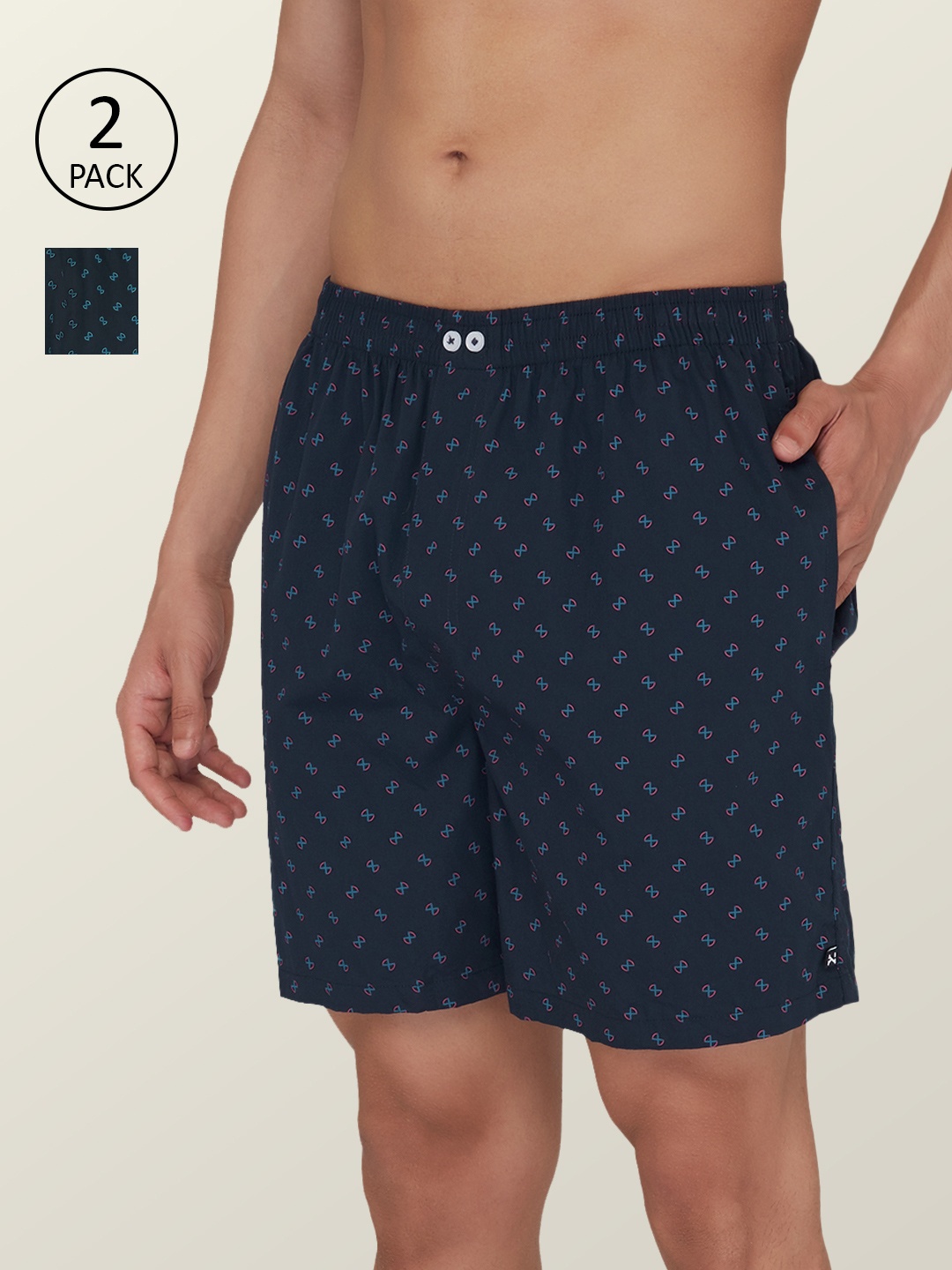 

XYXX Men Pack of 2 Super Combed Cotton Astor Comfort Fit Boxers, Navy blue