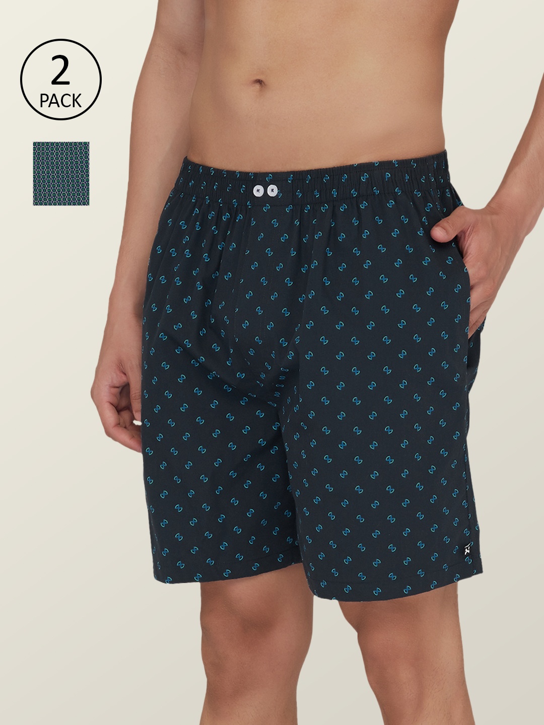

XYXX Men Pack Of 2 Super Combed Cotton Astor Comfort Fit Boxers, Navy blue