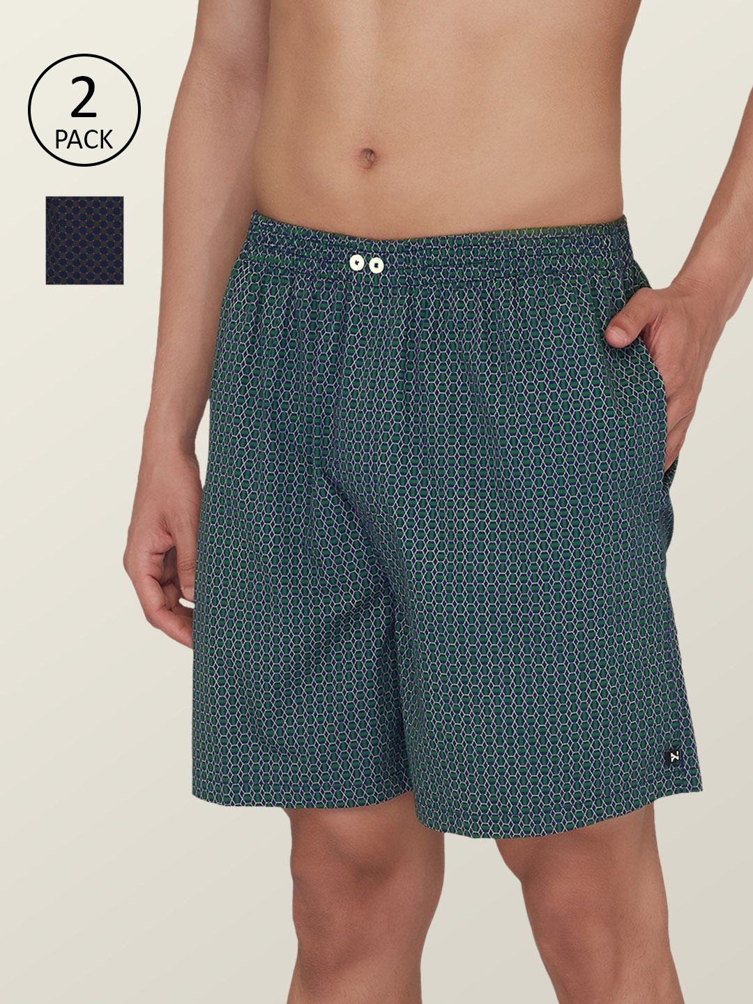 

XYXX Men Pack Of 2 Super Combed Cotton Astor Comfort Fit Boxers, Green