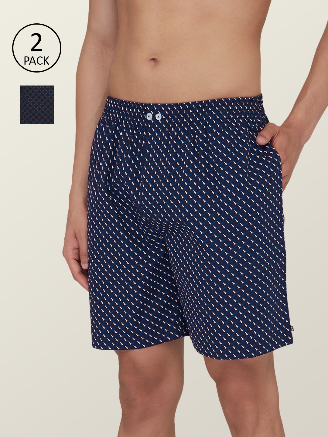 

XYXX Men Pack Of 2 Super Combed Cotton Astor Comfort Fit Boxers, Navy blue