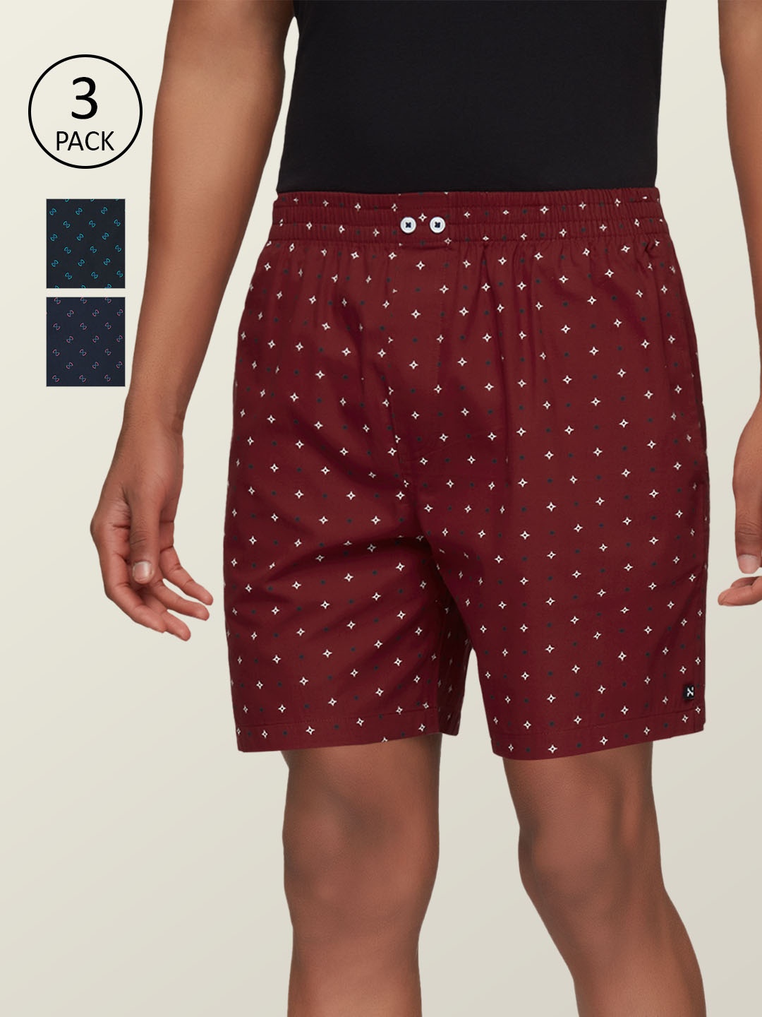 XYXX Men Pack of 3 Super Combed Cotton Astor Comfort Fit Boxers, Multi